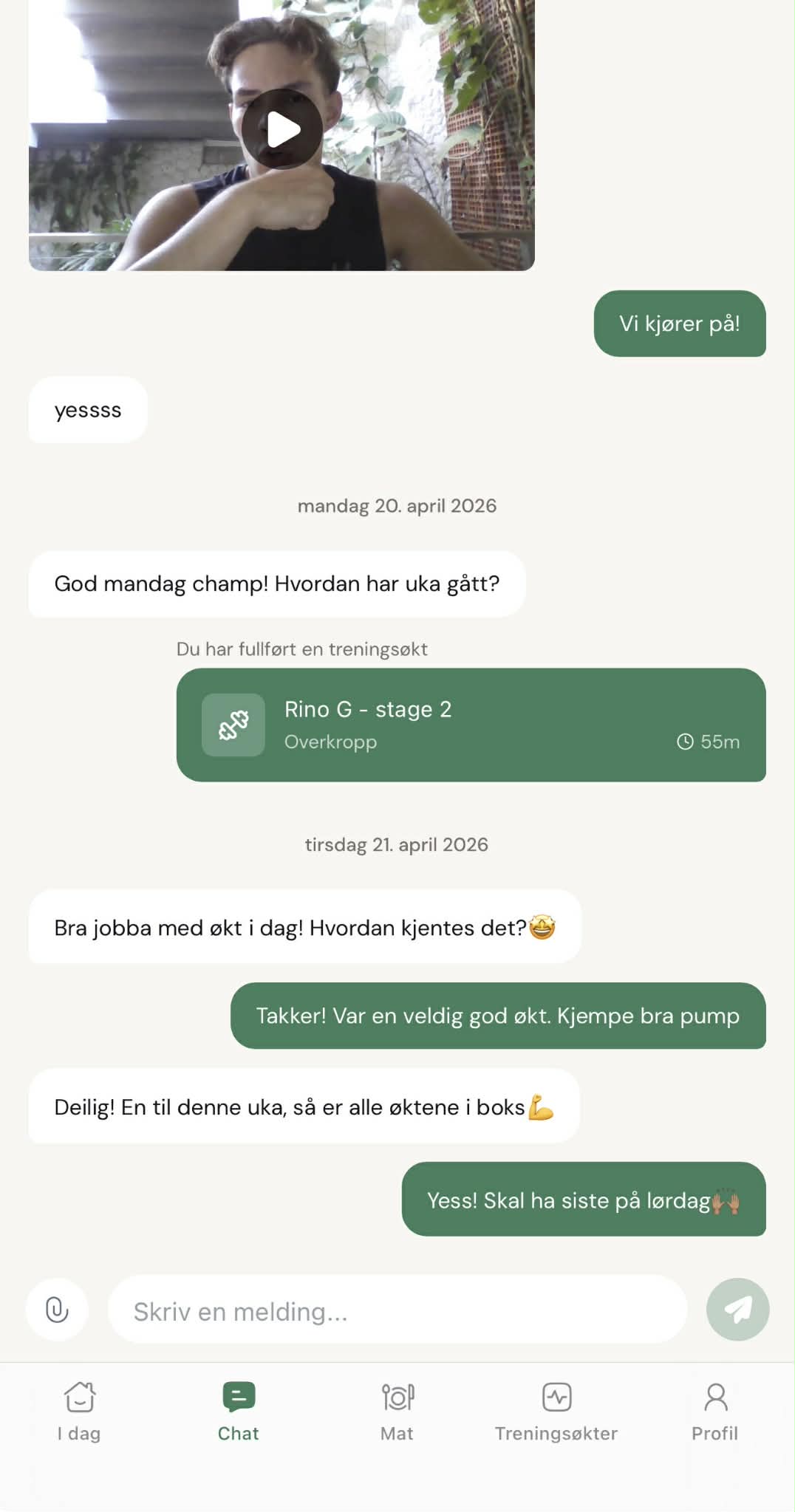 Chat og oppfølging i appen