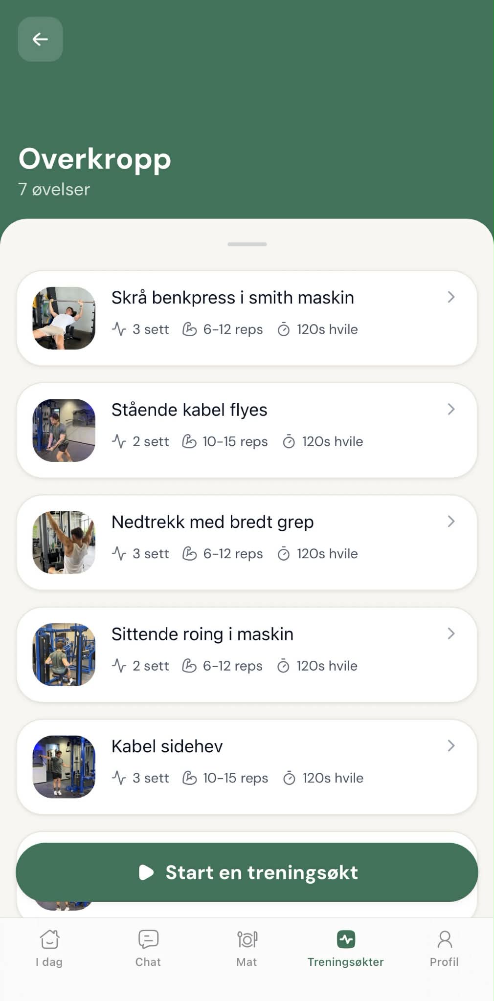 Treningsprogram i appen